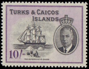 Turks & Caicos Islands #105-117, Complete Set(13), 1950, Hinged