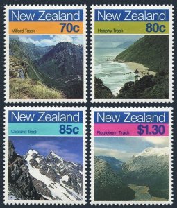 New Zealand 903-906, 906a sheet, MNH. Michel 1028-1031, Bl.15. Landscapes 1988.