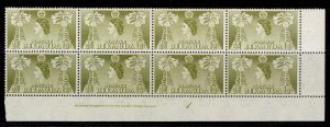 BERMUDA QEII SG135a, ½d yellow-olive cylinder / imprint block of 8, NH MINT.