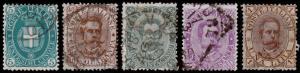 Italy Scott 52-56 (1889) Used H F-VF, CV $93.50 B