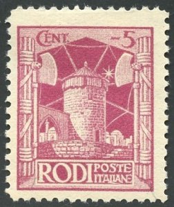Italy-Aegean Islands-Rhodes Scott 15 Unused FHOG - 1929 5c Issue - SCV $10.50