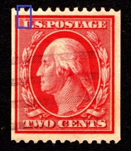 1910, US 2c, Washington, Used, Small tear at top, Sc 386