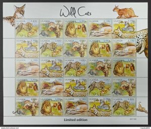 2012 Uganda Wild Cats Lions Leopards Fauna #2805-09 ! Unique Big Sh ** Qw77