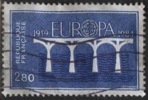 France #1926 (used) 2.80fr Europa: stylized bridge, blue (1984)