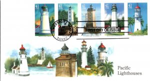 #4146-50 Pacific Lighthouses Edken FDC