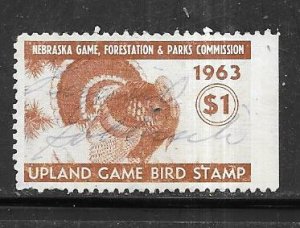 US -$1.00 State Hunting Permit Stamp- Nebraska Upland Game Bird( U)