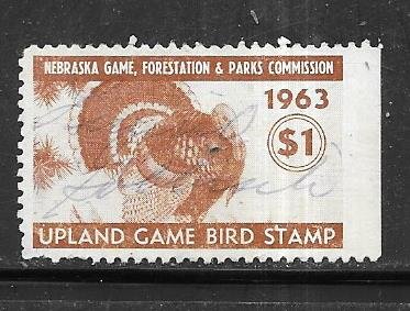 US -$1.00 State Hunting Permit Stamp- Nebraska Upland Game Bird( U)