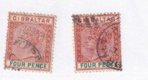 GIBRALTAR # 16 x 2 SHADES VF-LIGHTLY USED Q/VICTORIAN ISSUES