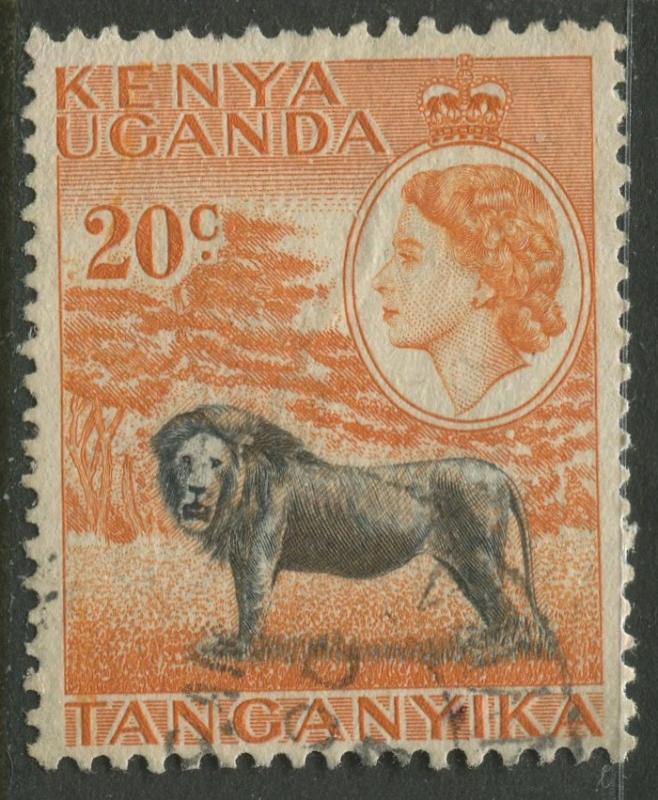 Kenya & Uganda - Scott 107 - QEII Definitive -1955 - Used - Single 20c Stamp