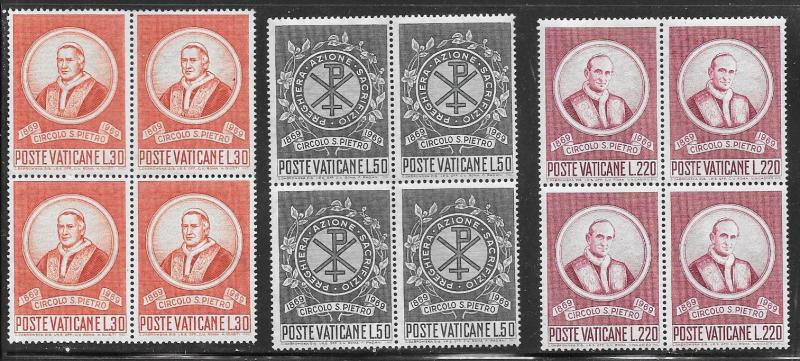 Vatican City #476-478  Pope Pius lX blocks of 4  (MNH) CV$3.00