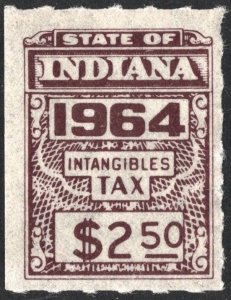 SRS IN D278 $2.50 Indiana Intangible Tax Revenue Stamp (1964) MNH