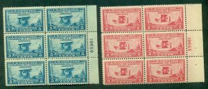 US #649-50, Aeronautics set in Plate No. Blocks of 6, NH, VF, Scott $77.50