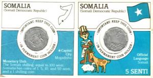 Somalia 1976 5 senti from Post Super Sugar Crisp cereal box