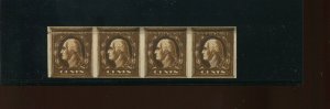 TD51 George Washington Strip of 4 Bruckmann Photo Etching Test Stamps (Bz 385)