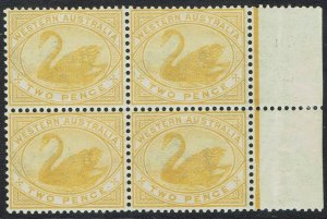 WESTERN AUSTRALIA 1898 SWAN 2D MNH ** BLOCK WMK W CROWN A 