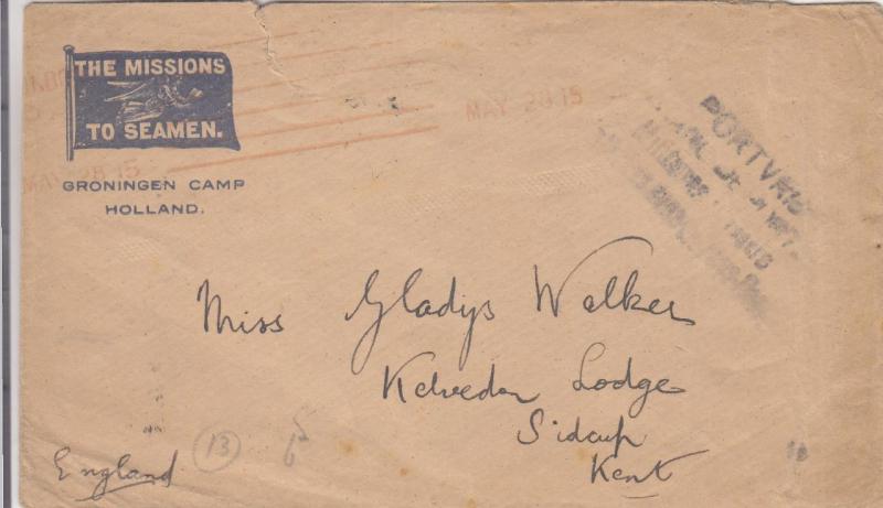 1915, British POW at Groningen, Holland to Kent, England (C2814)