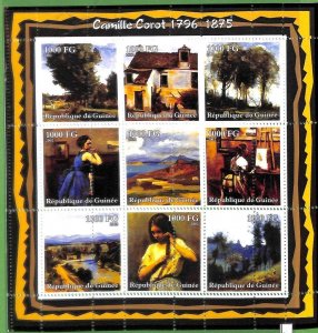 A0570 - GUINEE Guinea - ERROR  MISSPERF SHEET - ART Painters: CAMILLE COROT 2002