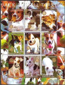 Kyrgyzstan 2004 Rotary Dogs Jack Russell Terrier Sheet of 9 MNH Private