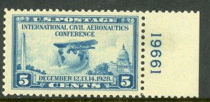 USA 1928 Aeromautics 5¢ Blue Scott 650 PNS MNH B414