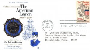 FIRST DAY COVER THE AMERICAN LEGION GOLDEN ANNIVERSARY 1919 - 1969 CC