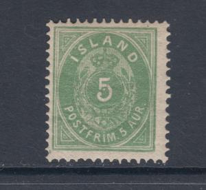 Iceland Sc 16 MLH. 1882 5a green Numeral, fresh, sound, F-VF