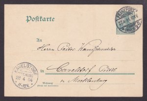 GERMANY 1901, Pre-stamped postcard Mi #P58 from Frankfurt to Kavelstorf