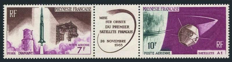 Fr Polynesia C40-C41a,hinged-folded.Michel 52-53. French satellite A-1.1966.