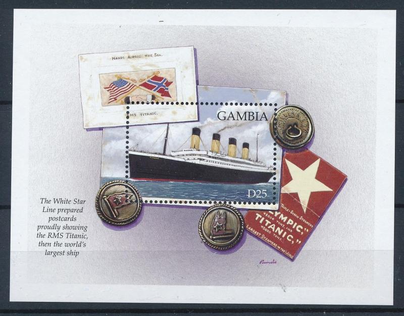 [81293] Gambia 1998 Ships Boats Titanic White star Line Sheet MNH