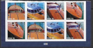 US #4160-63 PB of 8 Vintage Mahogany Speedboats.  Nice.