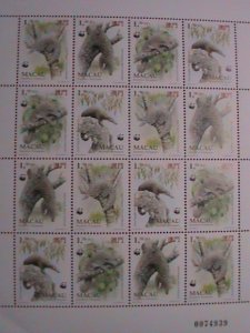 MACAU CHINA STAMP:1995-SC#767-70-ASIAN PANGOLIN WWF SERIES-STAMPS MINT FULL SHEE