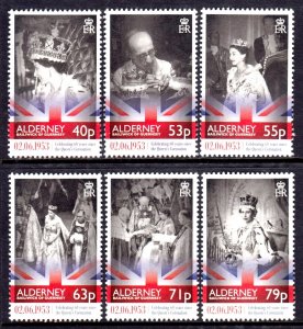 Alderney 2013 QEII Coronation Anniversary Complete Mint MNH Set SC 465-470