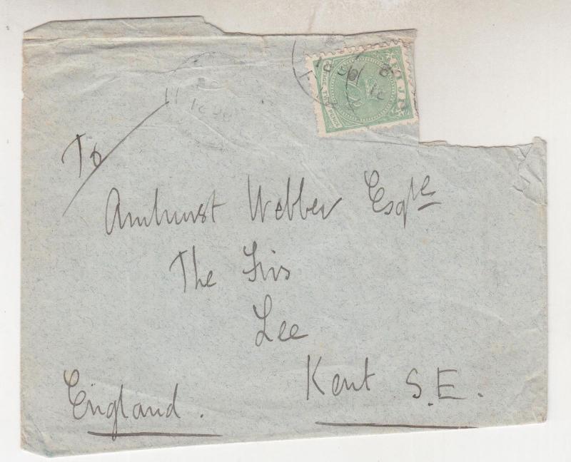 FIJI, 1890 cover, 2d. to GB, Sir Basil Thompson to GB., stamp cut out.,