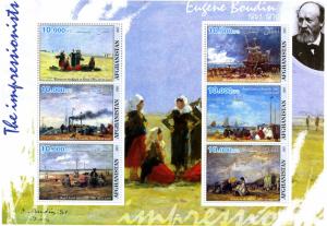 Afghanistan 2001 EUGENE BOUDIN Paintings Sheet Perforated Mint (NH)