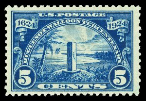 Scott 616 1924 5c Huguenot-Walloon Issue Mint F-VF OG NH Cat $27.50