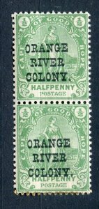 SOUTH AFRICA; ORANGE RIVER COLONY 1901 early QV Optd. issue 1/2d. Mint Pair