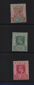 St Helena 1896-1902 three mounted mint definitives SG48, 53 & 54