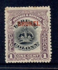 Brunei 1906 Opt on Labuan Crown 1c MLH