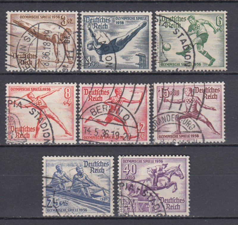 WWII 1936 Third Reich Full Set Berlin Olympic Games Michel 609/616 Used