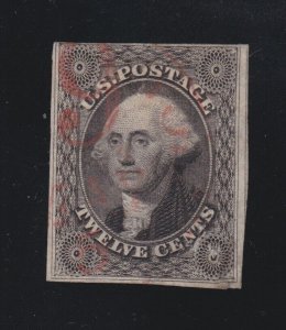 US 17 12c Washington Used w/ Red Cancel F-VF SCV $250