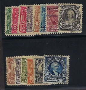 US Scott #300-312 Complete Set Used VF with AP S cert  for # 3122