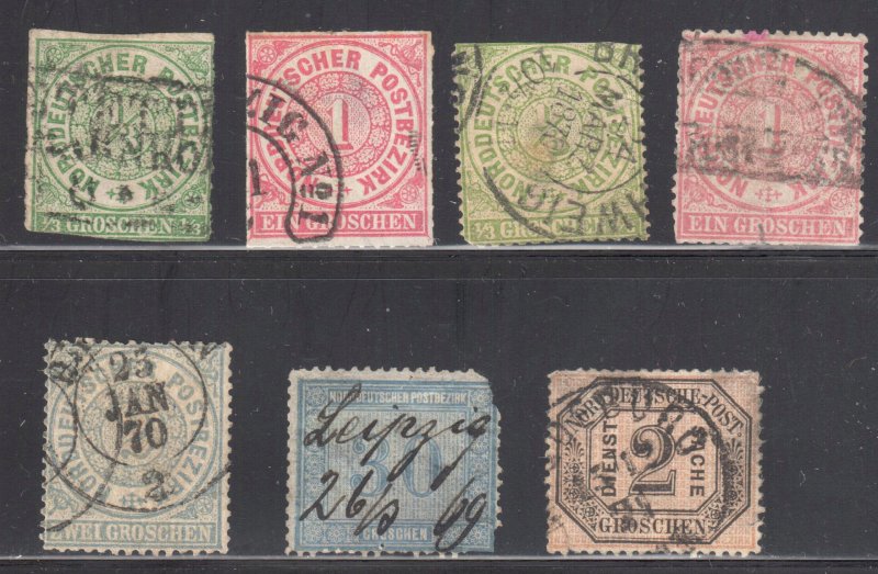 Germany (North German Confederation) #2, 4, 14, 16, 17, 26 and #O1 Used -