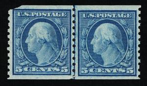 AFFORDABLE SCOTT #496 MINT OG NH 1919 BLUE PERF-10 UNWMK COIL LINE PAIR #7299