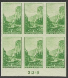 US, Scott #756, 1¢ National Parks issue,  NGASI LH,  PB of 6, CV $4.25