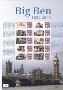 BC-240 GB 2009 Big ben no. 64 RARE SMILER SHEET UNMOUNTED MINT/MNH