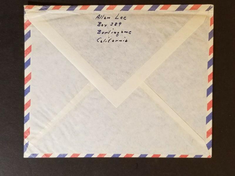 1963 Papeete Tahiti to New York City USA Hotel Taaone Advertising Air Mail Cover