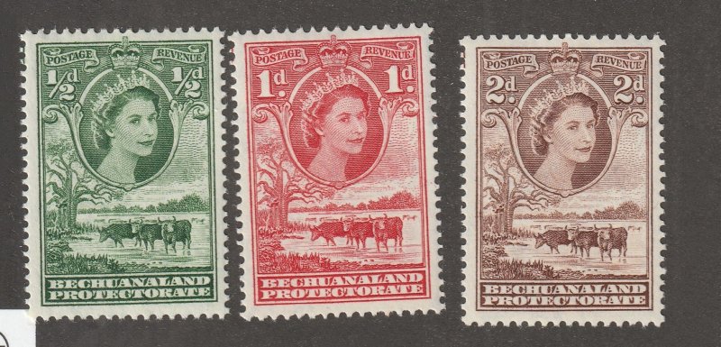 Bechuanaland Protectorate, stamp, scott#154-156,  mint, hinged,  set of 3