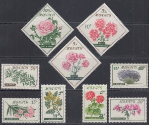 MONACO Sc # 438-46 (1) CPL MNH FLOWERS