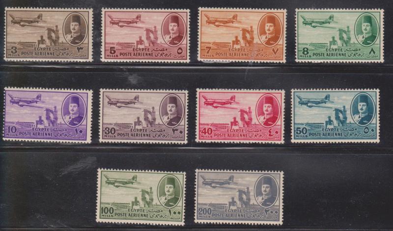 EGYPT Scott # C40-C50 (NO C45) MH - King Farouk, Delta Dam & DC3