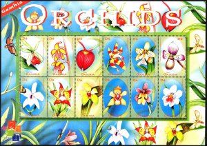 Gambia 2001 Flowers Orchids (III) Sheet of 12 MNH