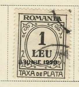 1930 A5P47F86 Romania Postage Due Stamp optd 1l used-
